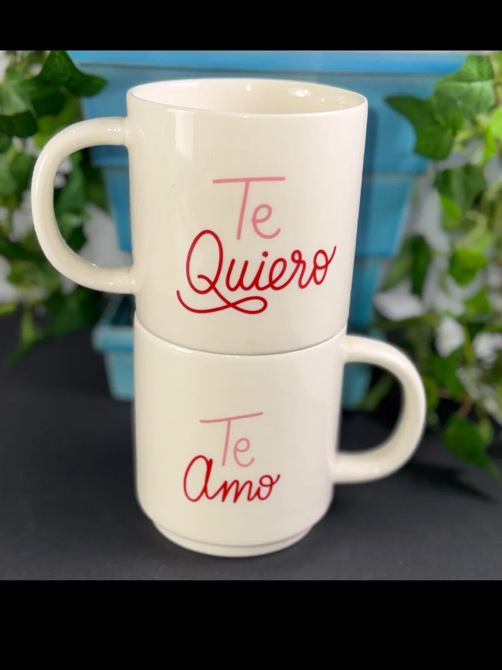 2 Opal House Mugs Te Quiero Te Amo Stoneware Coffee Tea Cup Target Love Pair